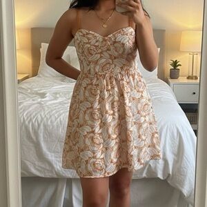 SHEIN White and Orange Floral Mini Dress